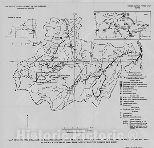 Istorijski Pictoric Mapu : Geologiju i Prilike Zapada Milton Područje, Saratoga Countya, New York, 1964 Kartografija Zid Umetnost : 36in x 36in