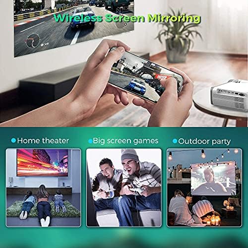 WiFi Projektor,MYDASH 80.000 ljudi Sati & 6500L HD Mini Film Projektor,Prenosni Video Projektor sa Zvučnicima,Podršku