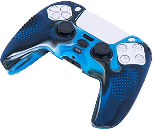 YoRHa Okruženo Silikonske Pokriti Kožu Slučaj za PS5 Dualsense Kontrolor x 1(Kamuflaža Plavi) sa Pro Palac