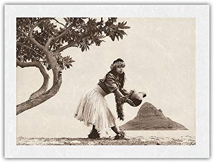 Kinez je Šešir - Havajski Hula Plesač - Berba toga sepia Zar Fotografiju Alan Houghton c.1960 - Umetnost
