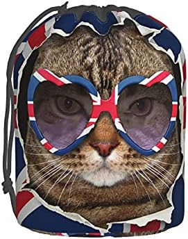 FDGJNB Kozmetičkih Torba za Šminku Slučaj Organizator Putovanja Mačka Iza UK Zastavu Smiješno Srce Naočale