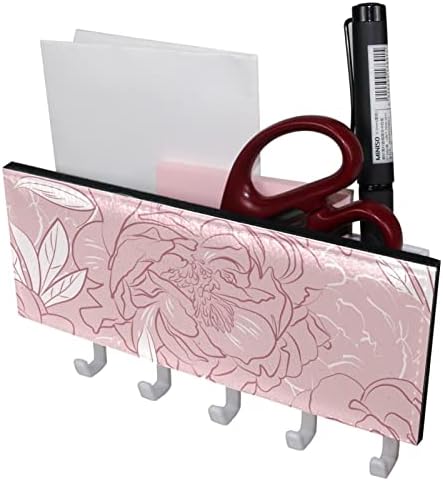Peoni Cvijet Grey Roze Ključ i Mail Držač za Zidove - Ključ Vješalicu sa Mail Organizator i 5 Hooks, Ljepilo