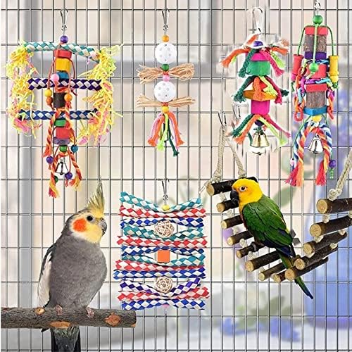 JYDQM 7Pcs/Set Ljubimca Papagaja Visi Igracka za Žvakanje Ugriz Igračka Papagaja Ljestve Swing Pticu, Papagaja