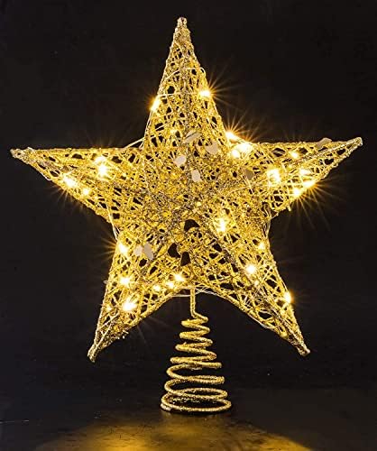 Božićno Drvce Najbolji Zvijezda, Callenbach Doveo Metal Star Light Up Bozic Ukrase za Jelku Luk Vrhu Svjetlo